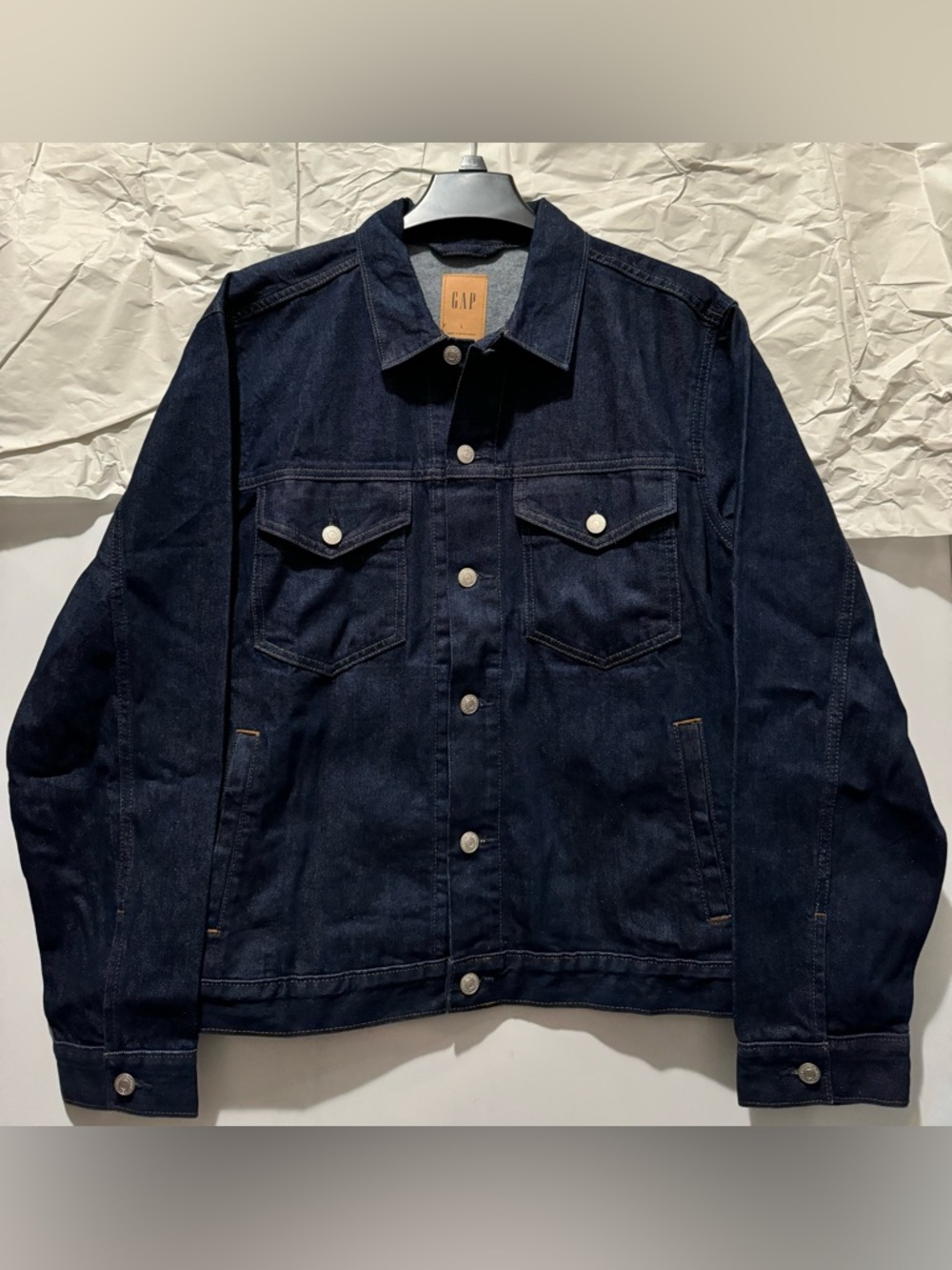 GAP Men's Large Icon Denim Jacket - Button Up Closure | Dark Indigo Color (NWT)